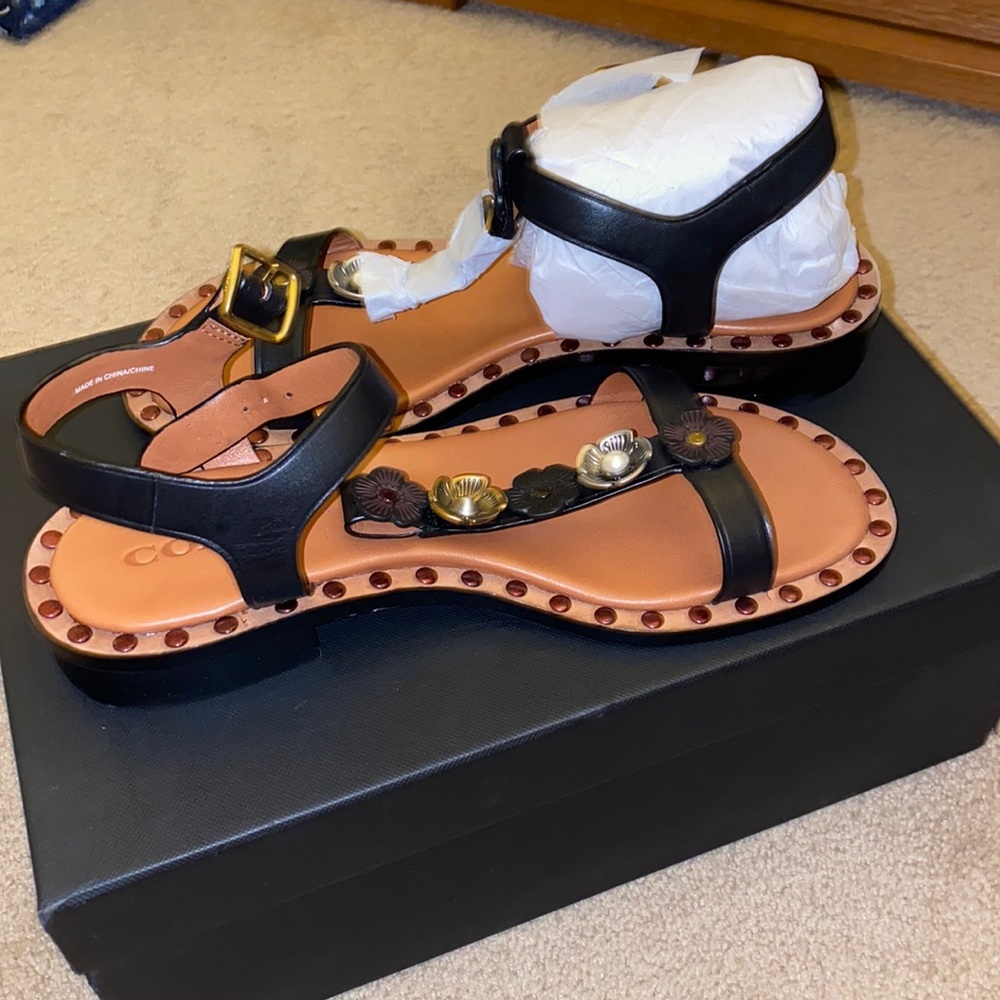 Coach Tea Rose Strap Sandal